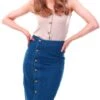 Dv8 Blue Midi Denim Button Skirt