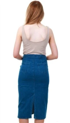 Dv8 Blue Midi Denim Button Skirt -Closet Muse Store 15871 3