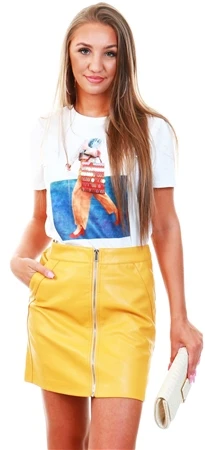 Only Golden Apricot / Yellow Leather Look Skirt