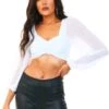 Saint Genies White Long Sleeve Crop Top -Closet Muse Store 19672
