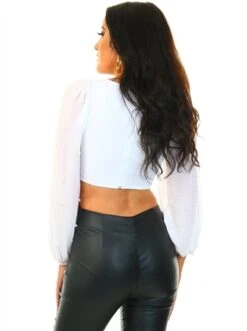 Saint Genies White Long Sleeve Crop Top -Closet Muse Store 19672 3