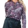 Cutie London Pink Leopard Print High Neck Tie Top