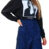 Missi London Blue Animal Print Midi Skirt