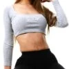 Gym King Light Grey Marl Balance Ls Crop Tee -Closet Muse Store 21247