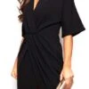 Girl In Mind Black Chelsea Half Sleeve Wrap Detailing Midi Dress -Closet Muse Store 23179