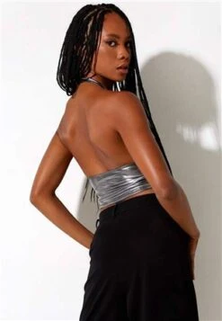 Motel Silver Metalic Dapa Crop Top -Closet Muse Store 23441 3