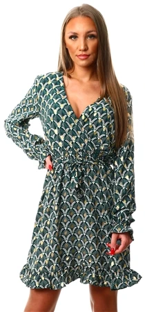 Vila Green Pattern Print Dress