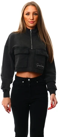 Gym King Washed Black Utility Crop High Neck