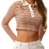 Neon & Nylon Beige / Pumice Stone Emma Long Sleeved Polo Top