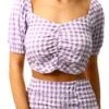 Brave Soul Violet Textured Gingham Cropped Puff Sleeve Top -Closet Muse Store 24757