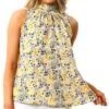 Girl In Mind Yellow Animal Paris Tie Back Halterneck Top -Closet Muse Store 24940