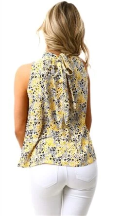 Girl In Mind Yellow Animal Paris Tie Back Halterneck Top -Closet Muse Store 24940 3