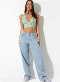 Motel Lime Floral Nanda Crop Top -Closet Muse Store 25002 2