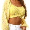 Parisian Yellow Crop Top Tie Back