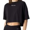Champion Black Cropped Back Script Logo T-Shirt -Closet Muse Store 25022