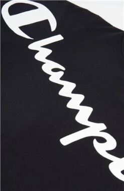 Champion Black Cropped Back Script Logo T-Shirt -Closet Muse Store 25022 2