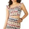 Glamorous Brown Multi Tribal Frill Crop Top -Closet Muse Store 25197