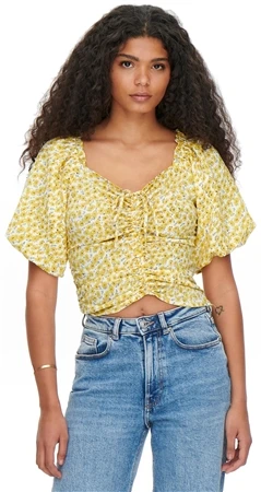 Only Yellow / Cream Gold 2/4 Sleeved Ruching Top