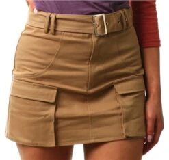 Saint Genies Chocolate Brown Belted Cargo Skirt -Closet Muse Store 26476 1