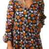 Only Paisley Purple / Black Star Regular Fit V-Neck Short Dress -Closet Muse Store 26563