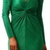 Girl In Mind Green Portia Plunge Plisse Midi Dress -Closet Muse Store 26631