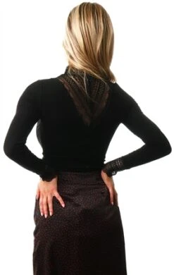 Only Black Tilde Long Sleeve High Neck Lace Top -Closet Muse Store 26861 3