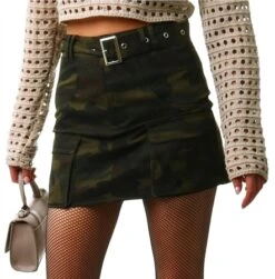 Saint Genies Green Camo Mini Skirt -Closet Muse Store 26907 1
