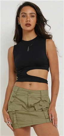 Motel Moss Green Ai Cargo Mini Skirt