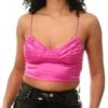 Neon & Nylon Pink / Pink Yarrow Aria Sleeveless Strap Cropped Corset Top