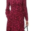 Girl In Mind Black/Pink Ditsy Floral Ashanti Long Sleeve Split Midi Dress -Closet Muse Store 27172
