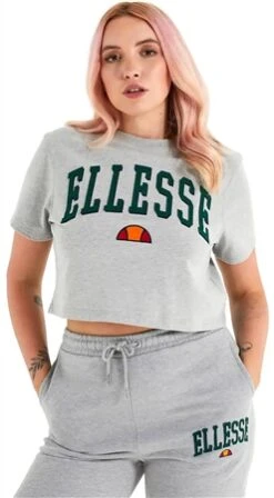 Ellesse Grey Marl Mondo Crop T-Shirt
