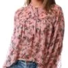 Only Rose Smoke / Pink Aida Patterned Blouse -Closet Muse Store 27516