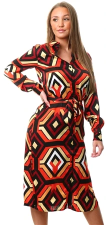 Vila Winetasting / Graphic Sofie Long-Sleeved Shirt Dress