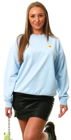 Missi London Blue Flower Power Print Crew Sweater