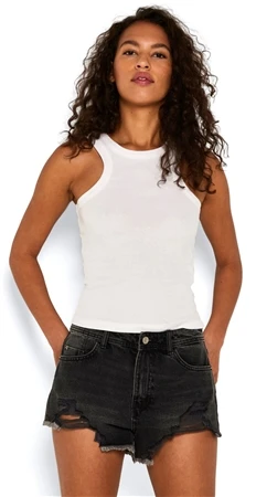 Noisy May Bright White Maya Ribbed Tank Top