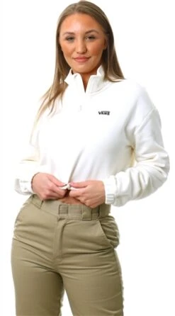 Vans Marshmallow Left Chest Half Zip Sweatshirt