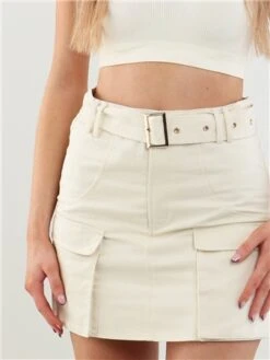 Saint Genies Cream Sybil Cargo Skirt -Closet Muse Store 27802 1