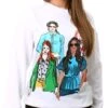 Vivichi White Girls Print Crew Neck Sweater
