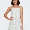 Only Cloud Dancer / Ditsy Caro Mini Dress With Square Neck