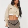 Ego Khaki Low Rise Zip Detail Motocross Mini Skirt -Closet Muse Store 28275