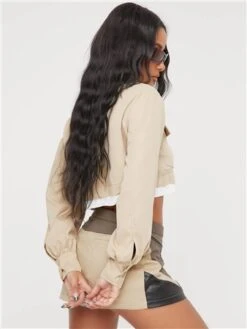 Ego Khaki Low Rise Zip Detail Motocross Mini Skirt -Closet Muse Store 28275 3