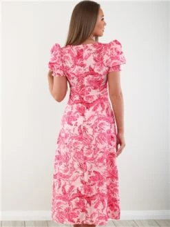 Girl In Mind Pink Floral Lillian Sweetheart Midi Dress -Closet Muse Store 28340 3