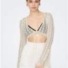 Neon & Nylon White / Eggnog Sophie Square Neck Cardigan -Closet Muse Store 28407