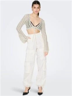Neon & Nylon White / Eggnog Sophie Square Neck Cardigan -Closet Muse Store 28407 2