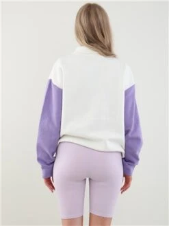 Vivichi Light Cream/ Lilac Zip Paris Crew Sweater -Closet Muse Store 28455 3