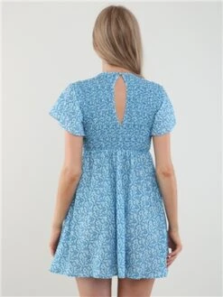 Daisy Street Ditsy Floral Blue Ruched Mini Dress -Closet Muse Store 28467 3