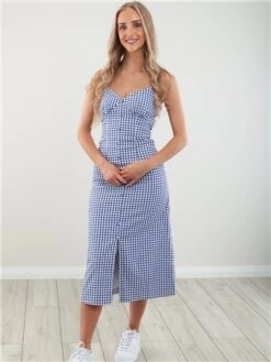 Daisy Street Light Blue Gingham Midi Dress -Closet Muse Store 28468 2