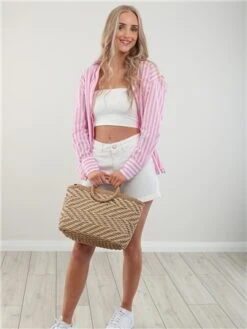 Saint Genies Pink / White Stripe Long Sleeve Shirt -Closet Muse Store 28476 2