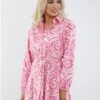 Saint Genies Pink Print Shirt Dress -Closet Muse Store 28527