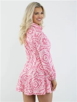 Saint Genies Pink Print Shirt Dress -Closet Muse Store 28527 3